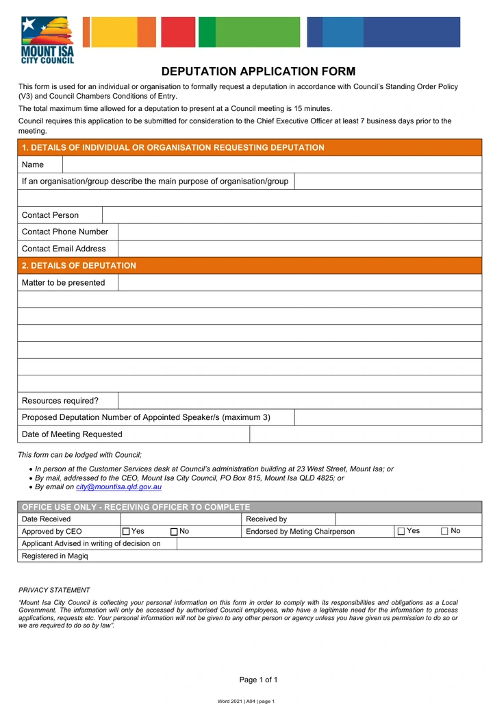 Microsoft Word 2021 rendering of Branded form